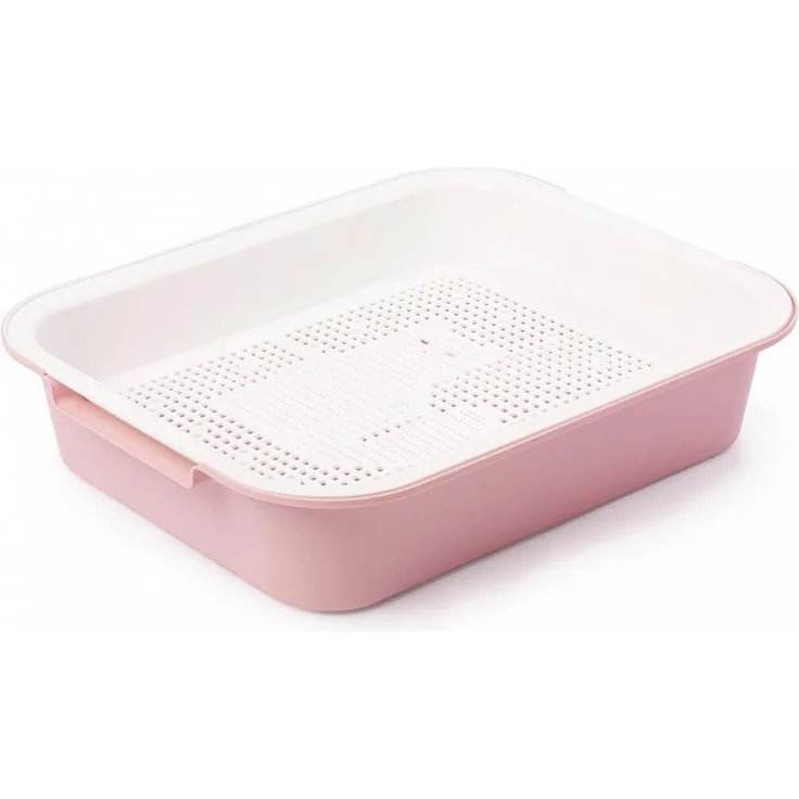 4BIG.fun Katzentoilette Katzentoilette Tray Schalentoilette Katzenklo, mit Sieb, leicht zu reinigen, niedriger Einstieg, geeignet für kleine und junge Kätzchen, Kunststoff, 380x315x80 mm, blau