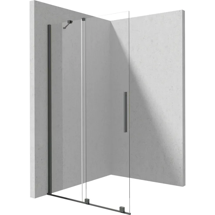 DEANTE Duschabtrennung Walk-in Design, 100 cm, Schiebetür, 6 mm gehärtetes Glas mit Active Cover, ohne Duschtasse, Höhe 195 cm