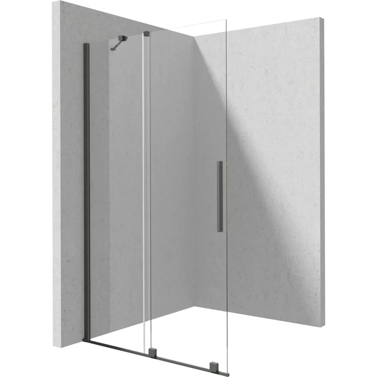 DEANTE Duschabtrennung Walk-in Design, 100 cm, Schiebetür, 6 mm gehärtetes Glas mit Active Cover, ohne Duschtasse, Höhe 195 cm