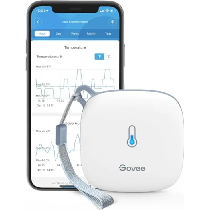 Govee H5179 Thermometer-Hygrometer, WLAN-fähig mit präzisen Sensoren und 20 Tagen Online-Datenspeicherung, Weiss