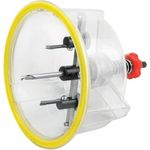 BOXTEC Hartmetall Kreisschneider BHC 125 PREMIUM, stufenlos einstellbar im Koffer mit 4 Messern, für Trockenbau, Holz, Kunststoff, Gipskarton, Durchmesser: 40-125mm, mit Schutzhaube