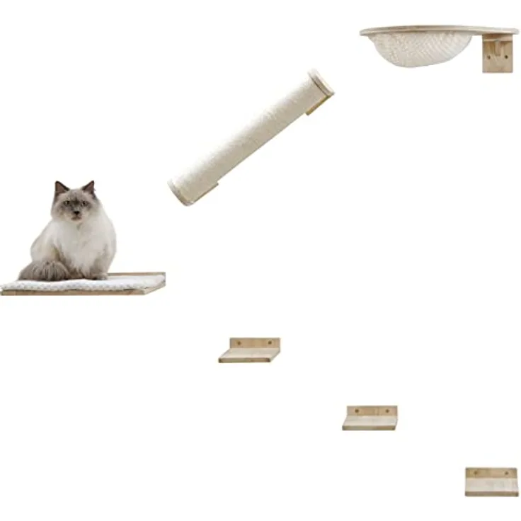 Kerbl Katzen Kletterwand Rocky, Trittbretter Liegebrett Säule Liegemulde, 6-TLG