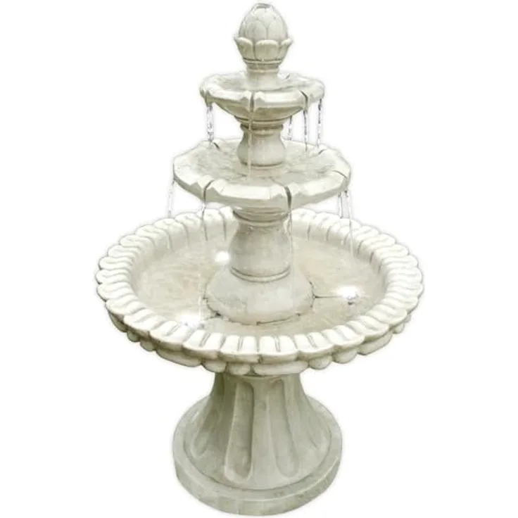 Köhko® Wasserspiel Markkleeberg, klassischer Etagenbrunnen aus Kunststein mit Pumpe, Vogelbad 13010 für Garten und Terrasse