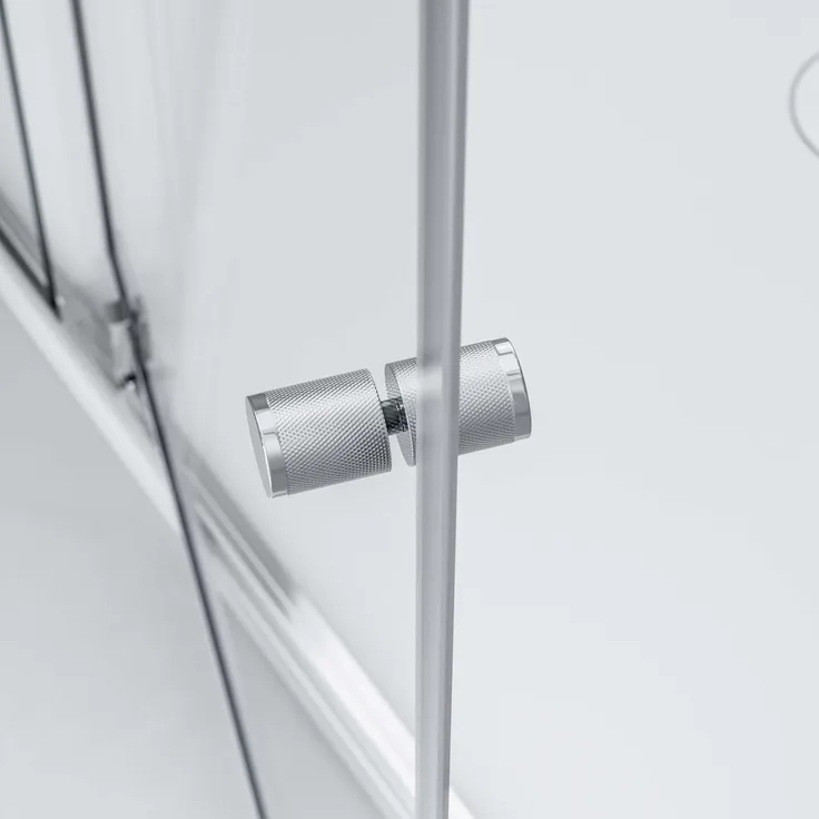 NEXTREND NT606 FLEX Eckdusche, Drehtür an Festfeld, 6 mm Nano Echtglas, flexibles Design mit wählbarer Profilfarbe in Chrom, Breite Türelement: 110 cm, Breite Glas feststehend: 80 cm