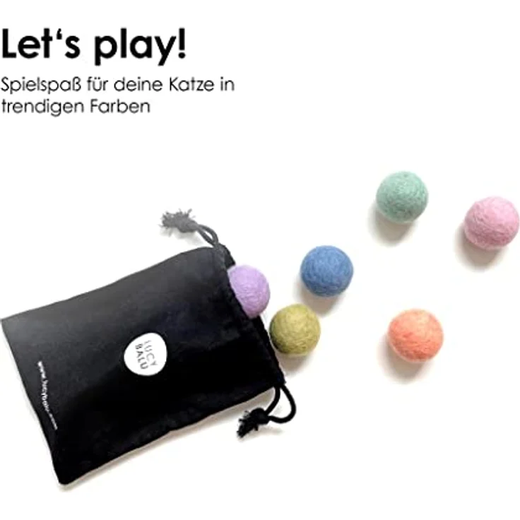LucyBalu® Filzbälle I Katzenspielzeug I Katzenbälle aus Filz | Spielsachen aus 100% Wolle I Natürliches Spielzeug | Spielbälle für Katzen Fair aus Nepal | 6 Stück | Bunt - Preisvergleich – Bild 4