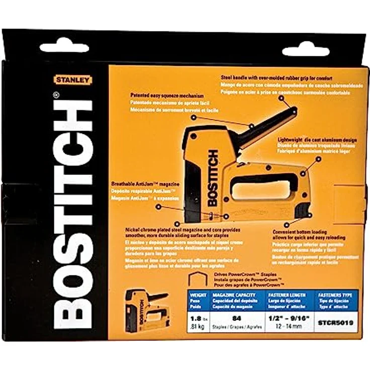 BOSTITCH STCR Handtacker T6-80C2, Tackerklammern, Klammergerät, Hefter mit Schnell-Lade-Magazin, 6-14mm – Bild 4