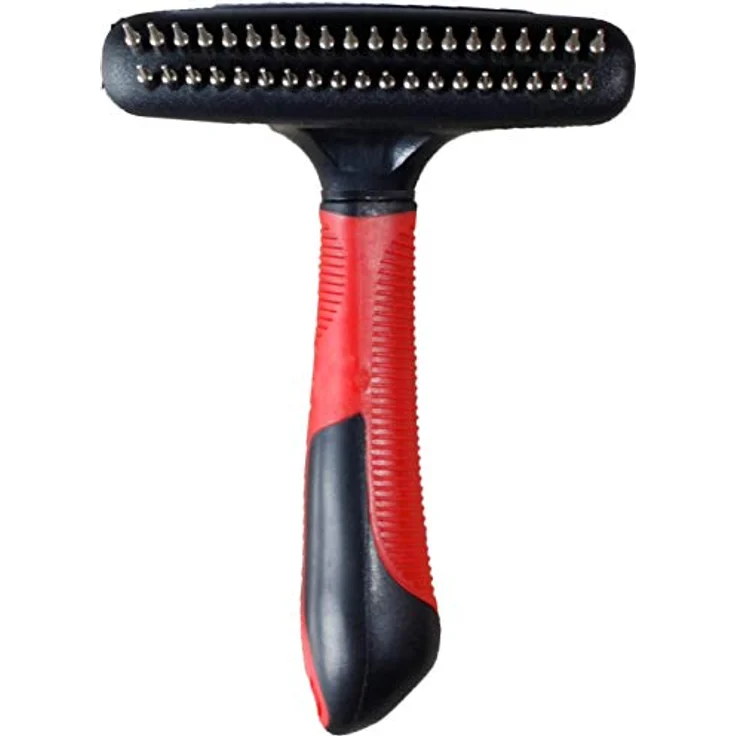 Karlie Unterwoll-Harke Doppelreihig, Hundekämme, Gummi, Rot/Schwarz, 16,5x11x6 cm – Bild 1