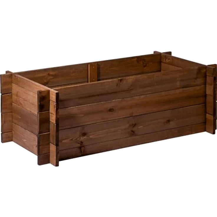 dobar® Großes Hochbeet mit Stecksystem | Pflanzkasten aus Massivholz | 117x58,5x38,5 cm | Dunkelbraun | Kiefer - Preisvergleich – Bild 2