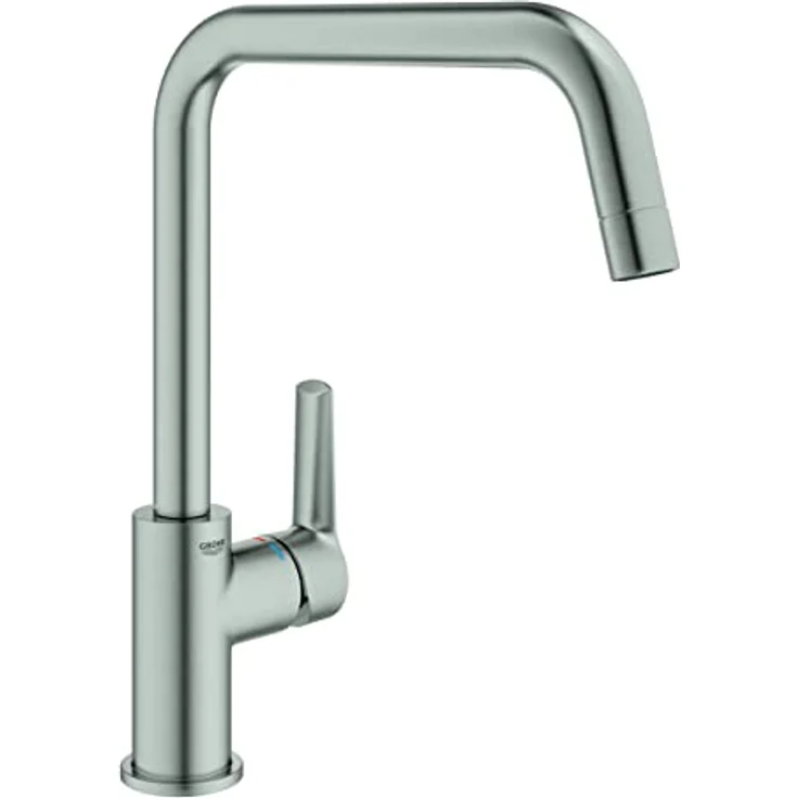 Grohe Küchenarmatur Grohe Quickfix Start, Einhand-Küchenarmatur mit hohem U-Auslauf, supersteel, 150° schwenkbar, GROHE SilkMove Technologie – Bild 1