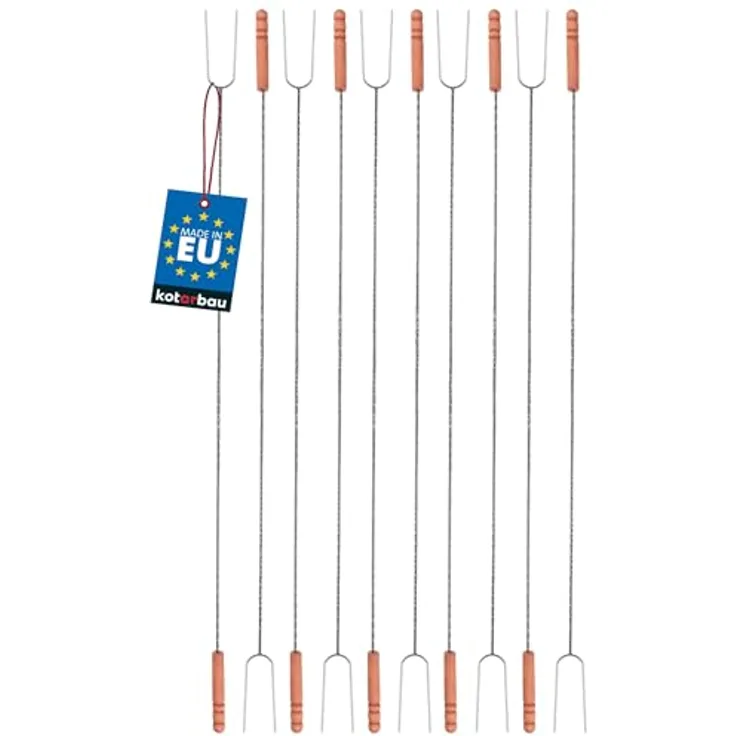 KOTARBAU® Lagerfeuer Spieße lang, 120 cm, 10er Set aus robustem Stahl mit ergonomischem Holzgriff