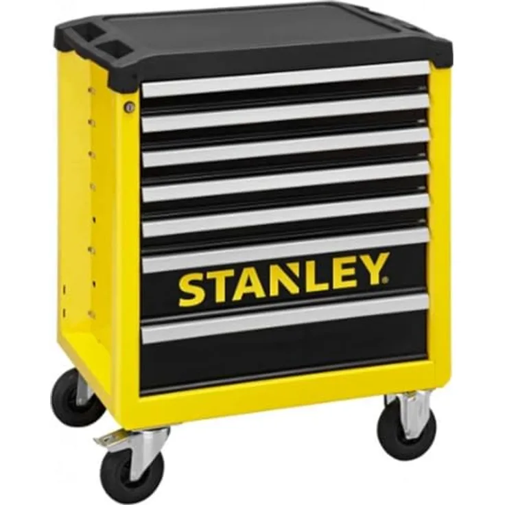 Stanley Werkstattwagen 7 Schubladen, strapazierfähige Arbeitsplatte bis 300kg belastbar, mit integrierten Griffen und Anti-Rutsch Einlagen