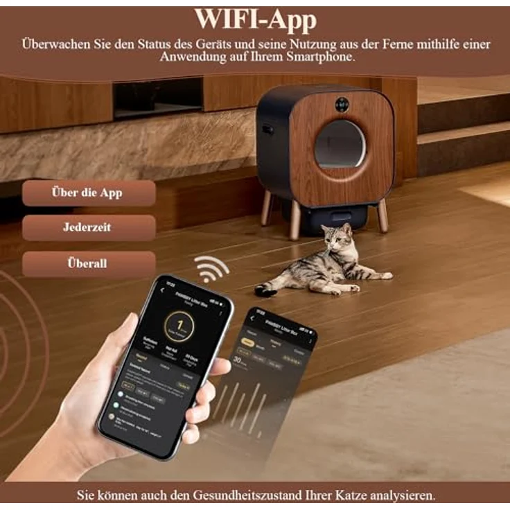 PAWBBY P1 Ultra Katzenklo Selbstreinigend, Selbstreinigende Katzentoilette, TÜV-Zertifizierung Bestanden, Anti-Klemm-/Pflanzendesodorierendes Design, App-Steuerung, Extra Groß für Mehrere Katzen – Bild 5