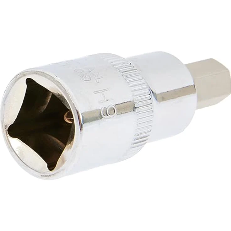 KS Tools Sechskant-Bit CHROMEplus, 1/2" Stecknuss Innensechskant, kurz, 9 mm, hochglanz verchromt, mit Kugelfangrille, Chrom-Vanadium – Bild 4