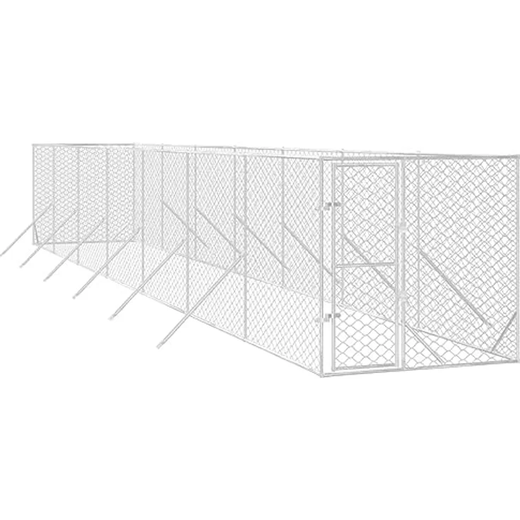 vidaXL Outdoor-Hundezwinger Silbern 2x14x2 m Verzinkter Stahl – Bild 1