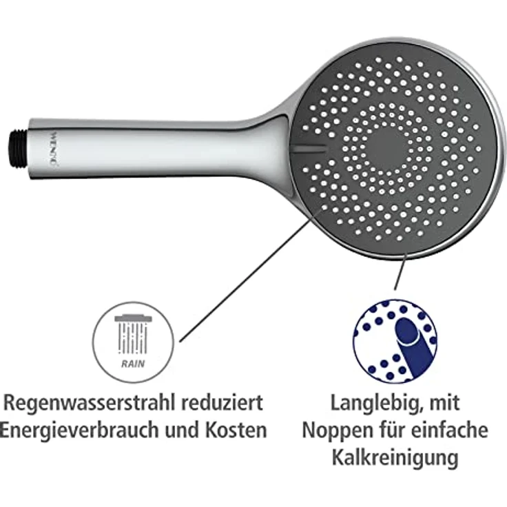 WENKO Wasserspar Duschkopf Watersaving, wassersparende Universal-Handbrause, Duschbrause mit nachhaltigem Wasserspar-System, 40% Wasser sparen bei vollem Komfort, Duschkopf Ø 11 cm, ABS verchromt – Bild 5