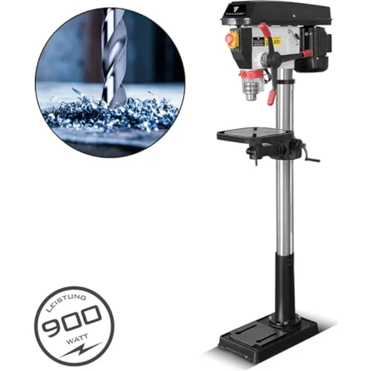 STAHLWERK BD-900 ST, Säulenbohrmaschine 900 W mit Bohrdurchmesser Ø 5-20 mm, 280-2.380 U/min, präzisem Höhenverstellbarem Bohrtisch und stabilem Metallfuß – Bild 2