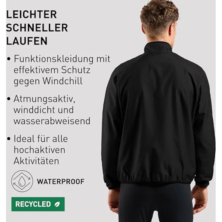 Odlo Essential Light Jacke Schwarz 2XL Mann - Wasserabweisend, windabweisend, reflektierende Details – Bild 5