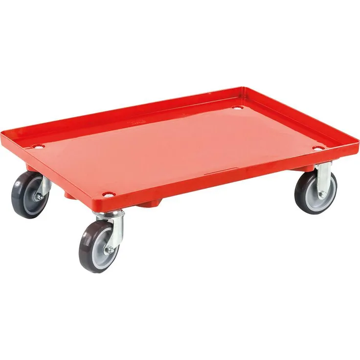NoName Transportwagen, geschlossener Transportroller, rot, 417 x 615 mm, Tragfähigkeit 300 kg, geeignet für Euronormbox 400 x 600 mm