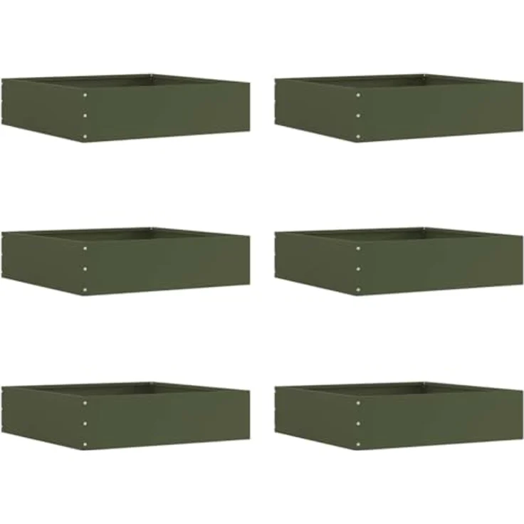 vidaXL Raseneinfassung 6 pcs, Stahl in Olive Grün, 50 x 50 x 13 cm, moderne Metallkante für Garten und Terrasse, strapazierfähige DIY-Installation – Bild 1
