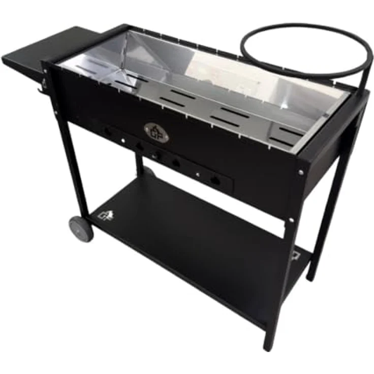 GOROCH Mangal Batyr 80, Schaschlikgrill aus 2mm Stahl mit Ablage und Topfhalter, kombinierbar mit Kazan, 80x33 cm Grillfläche – Bild 3