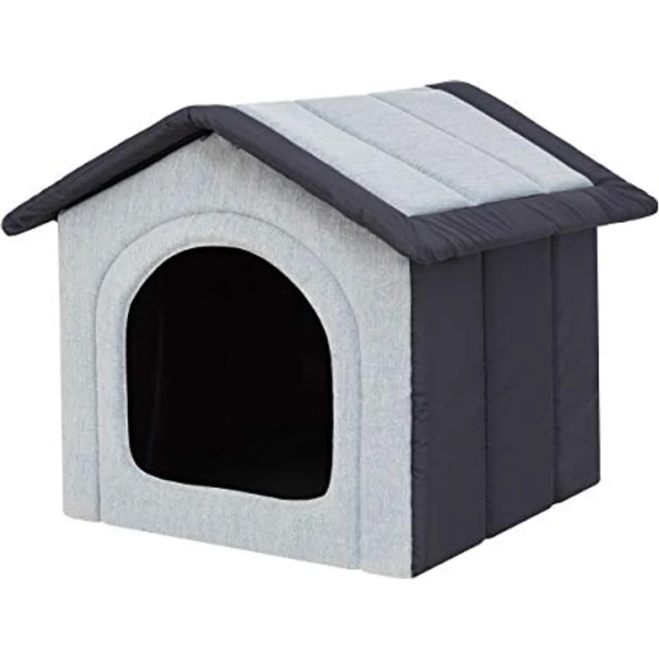 Bjird Hundehaus Hundehütte für mittelgroße Hunde - Katzenhaus, Katzenhöhle - mit herausnehmbarem Dach - Tierhaus für Katzen und Hunde für Drinnen - Taubegrau mit Graphit - 52 x 46 x 53 cm – Bild 1
