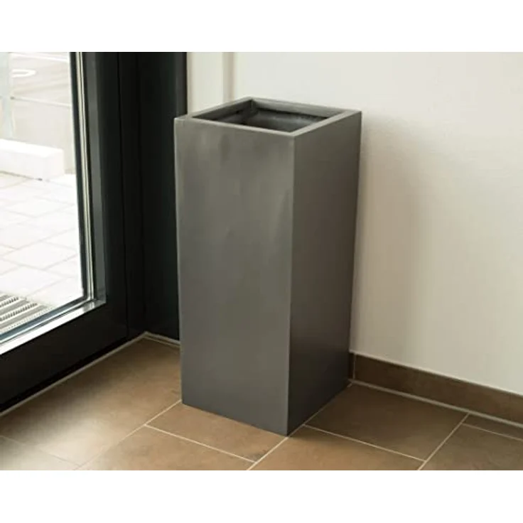 Elegant Einrichten Fiberglas Pflanzkübel Säule 30x30x60cm, Anthrazit-Metallic, UV-beständig und frostsicher – Bild 5