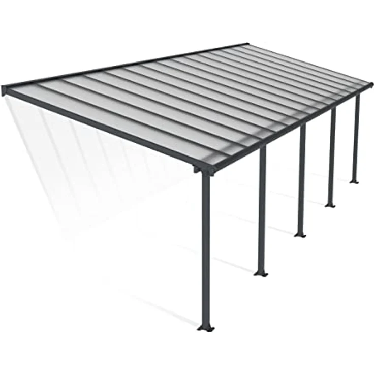 CANOPIA Terrassenüberdachung Alu Olympia 3X9.15 Polycarbonat Hohlkammerplatten Pergola Grau - 924 x 295 cm, UV-Schutz, einfache Montage – Bild 1