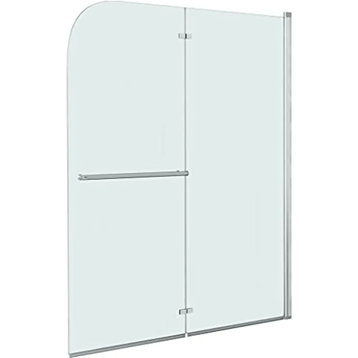 vidaXL Duschwand Faltbare Duschkabine 2 Paneele ESG 120 x 140 cm, Verchromte Profile und Handtuchstange, Transparent – Bild 2