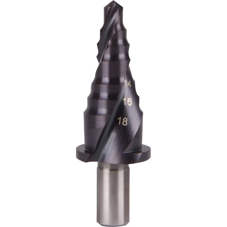 RUKO 101068F-1 HSS Stufenbohrer, Gesamtlänge 68mm, 3-Flächenschaft, optimiert für Bohrungen bis 3,5 mm Materialstärke