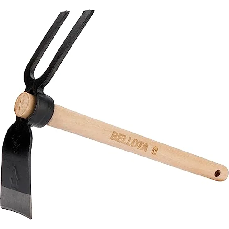 Bellota HOE228AW400AP - Geschmiedete Gartenhacke mit Anti-Rotations-System - Kopf mit Doppelfunktion - Hacke und Zinken mit Holzgriff - Obstgarten- und Gartenwerkzeug