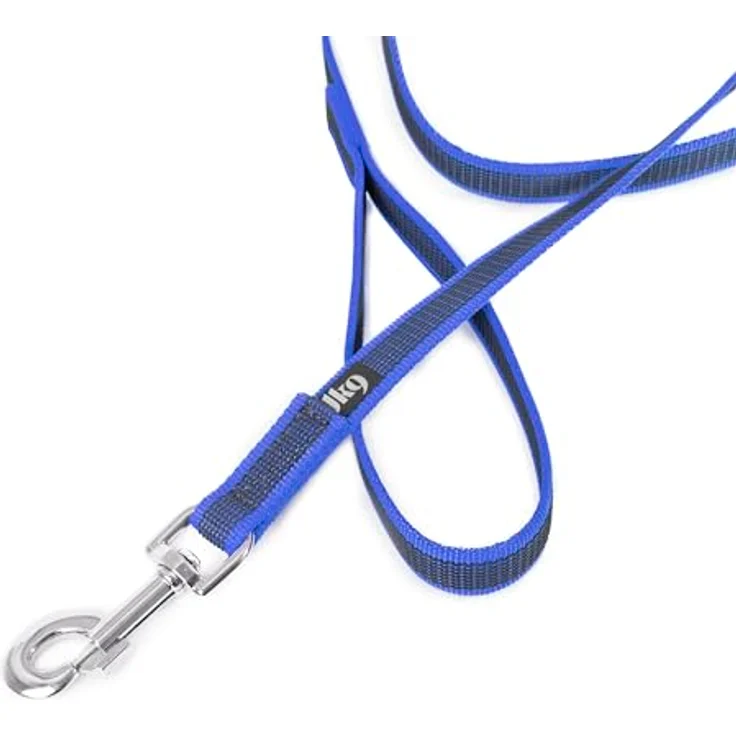 IDC Color & Gray gumierte Leine, 20 mm x 2 m mit Schlaufe und D-Ring, Blau-Grau – Bild 2