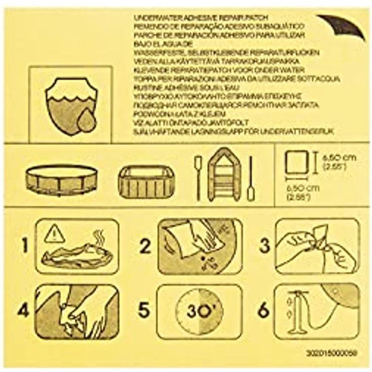 Bestway Wasserfeste selbstklebende Reparaturflicken 6,5 x 6,5, cm 10 Stück – Bild 3