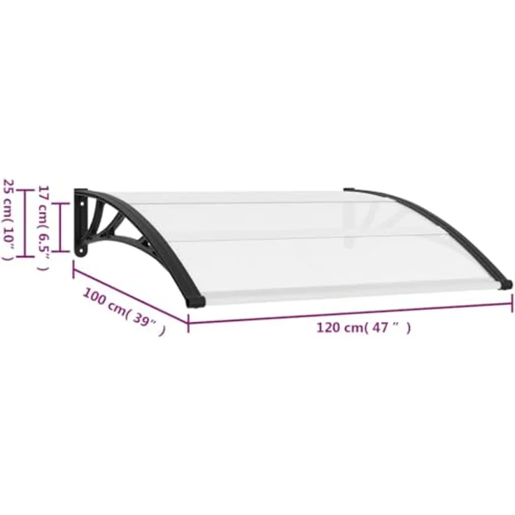 vidaXL Türvordach 120×100 cm PC – Bild 4