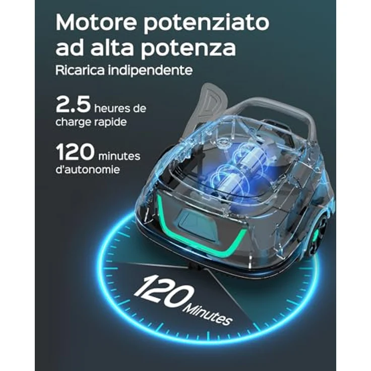 Wybot A1, Wireless Poolreinigungsroboter mit 120 Minuten Akkulaufzeit, intelligenter Kantenreinigung und fortschrittlichem Filtersystem – Bild 2