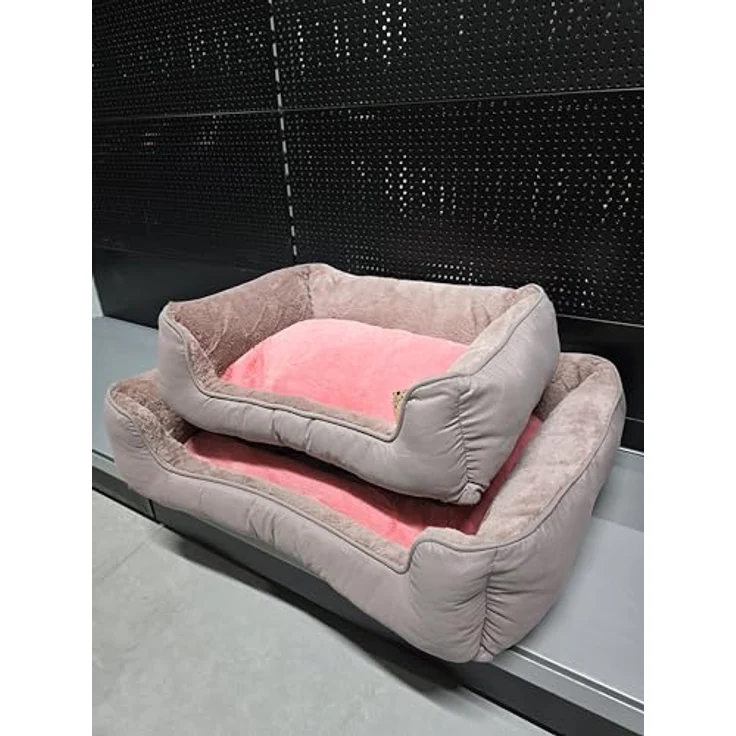 Flamingo Korb für Welpe Oddi Rechteck Rosa 60x50x20cm - Abnehmbarer Bezug mit Reißverschluss - Waschbar - Rutschfester Boden – Bild 5