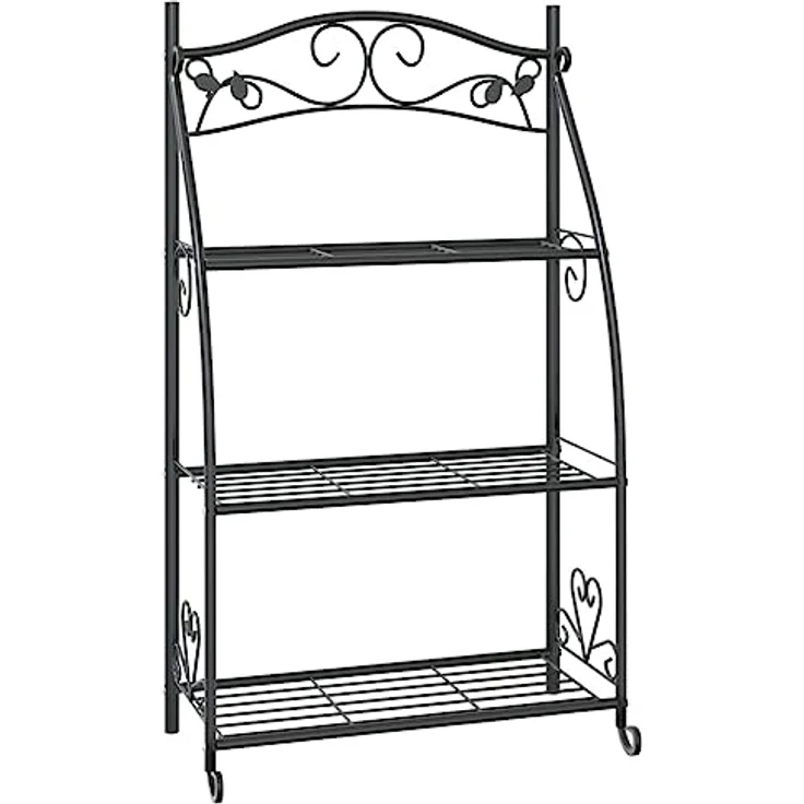 vidaXL Blumenständer Blumenregal Schwarz 56x30x96 cm Stahl, Pulverbeschichteter Stahl mit 3 Ablagen – Bild 2