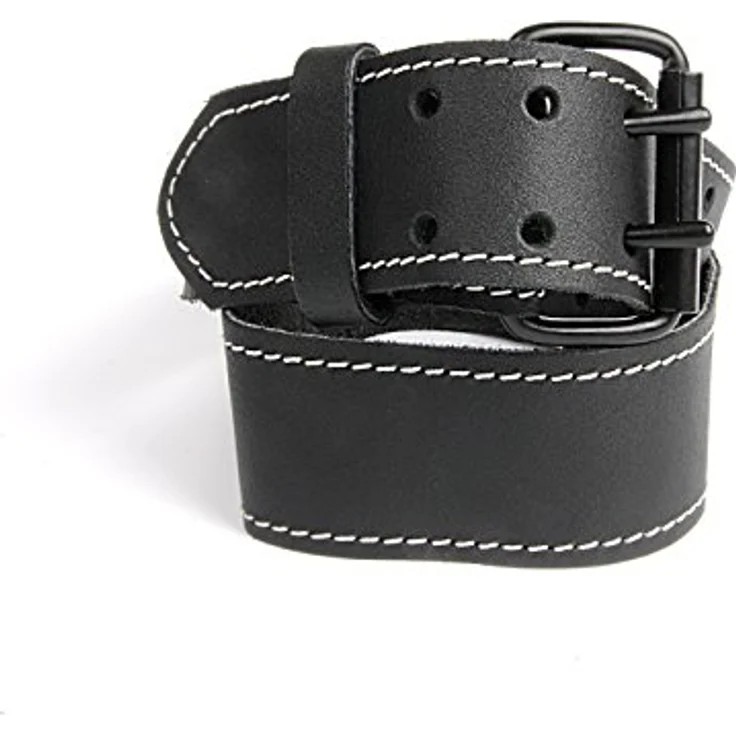 kwb 908830 Leder-Gürtel aus robustem Rinds-Leder, Doppelsteg-schnalle, in Schwarz, 115 cm, mit weißer Naht, für Werkzeug-Taschen, Jeans u. v. m. – Bild 2