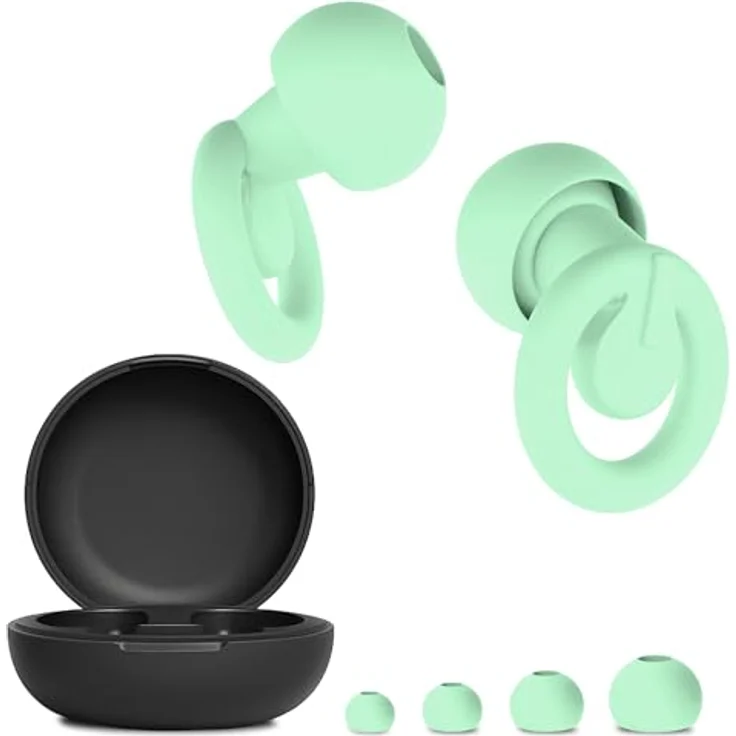 CUXCES Noise Cancelling Ohrstöpsel, Gehörschutz mit 21 dB Lärmreduktion, 4 Größen, für Schlafen, Konzerte & Flugzeug, wiederverwendbar, turquoise – Bild 1