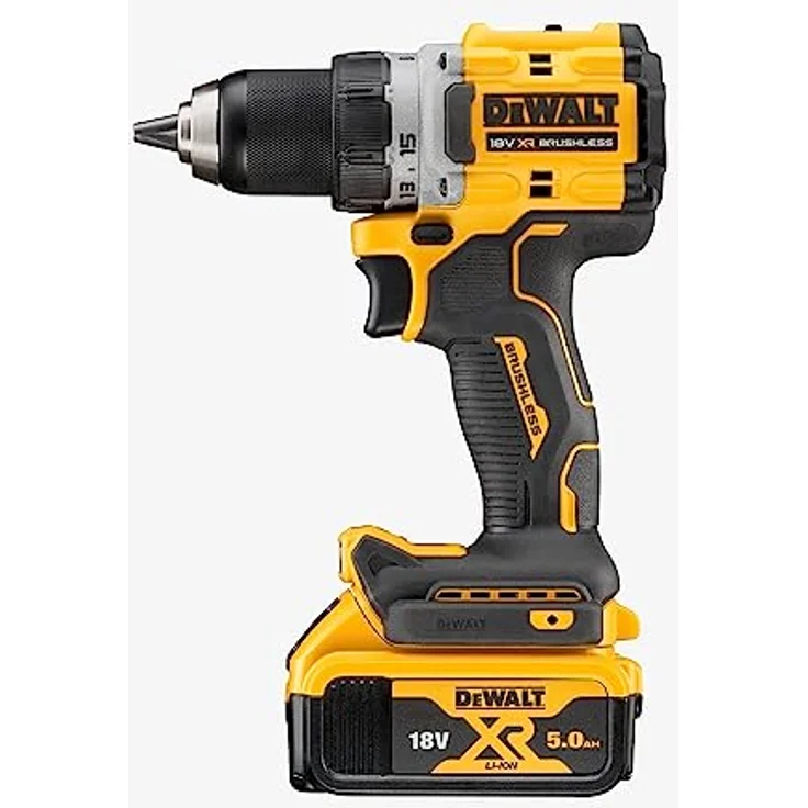 Dewalt 18 Volt 2-Gang Akku Bohrschrauber DCD800P2T (kraftvolles 2-Gang Vollmetall-Getriebe, bürstenloser Motor, 13 mm Schnellspannbohrfutter, LED-Leuchte, inkl. 2x 5.0Ah Akkus, Ladegerät & TSTAK-Box) – Bild 3