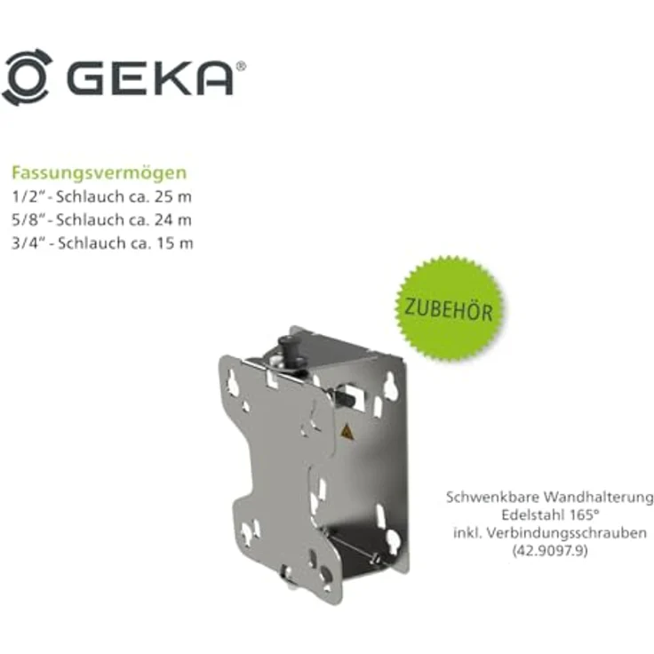 GEKA plus automatischer Schlauchaufroller EA15SK, mit Gummischlauch, rostfreie Edelstahlkonstruktion, individuell positionierbarer Schlauchstopper, vielseitige Montagemöglichkeiten – Bild 4