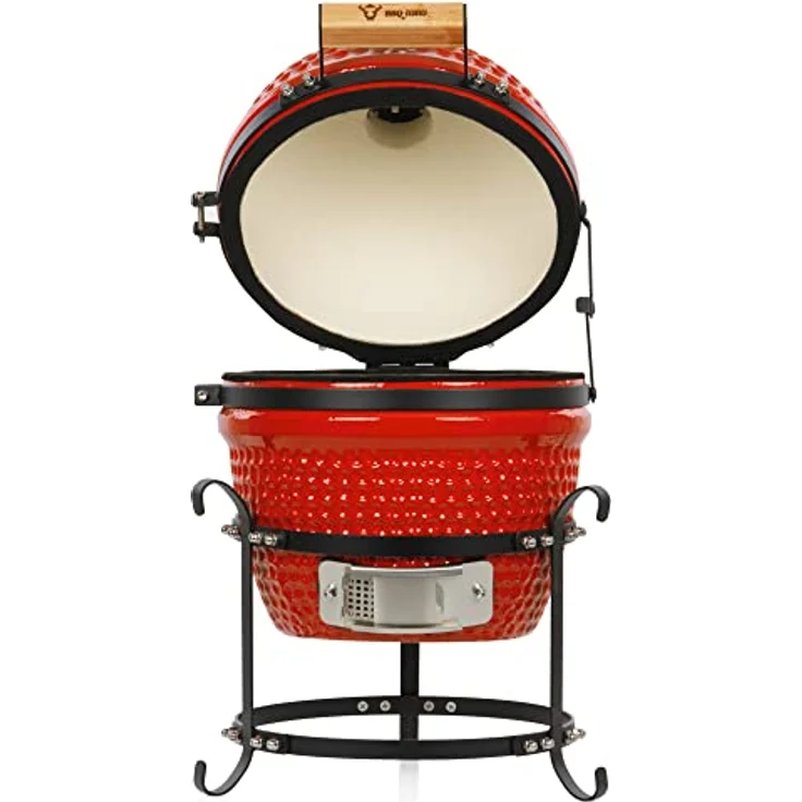 BBQ-Toro Kamado Grill | Holzkohlegrill Haiiro Ø 32 cm mit Thermometer, Holzgriff | Rot | Kamado Keramikgrill, Mini Holzkohlegrill, Mini Kamado Grill, Keramik Grill, Kamado BBQ, Ceramic Grill – Bild 4