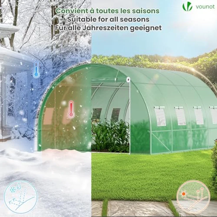 Gewächshaus Foliengewächshaus Winterfest Tomatenhaus Folientunnel, 4x3x2m 12m² - Vounot – Bild 4