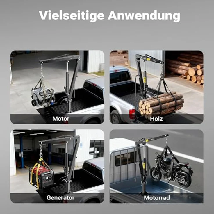 Wiltec Pickup Kran, hydraulischer Ladekran 1800 mm, 900 kg Traglast, 360° drehbar, Werkstattbodenmontage – Bild 8
