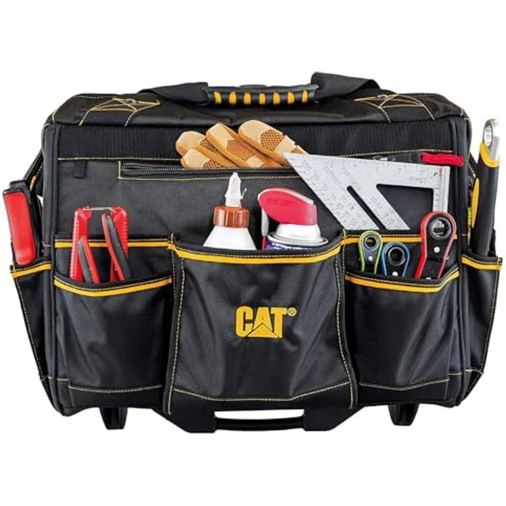 CAT DA980198 18-Zoll-Rollen-Werkzeug-Werkzeugkoffer aus schwerem Stoff, gelb – Bild 4