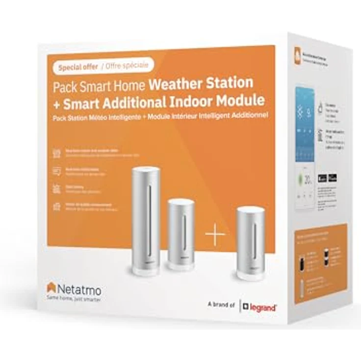 Netatmo NBU-NWS-NIM-EU, Innen- und Außen-Wetterstation mit drahtlosem Außensensor, Zusatzmodul, Kompatibel mit Alexa, Google Home und Apple HomeKit – Bild 3