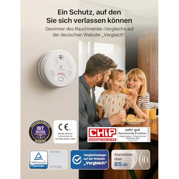 X-Sense SD11, Rauchmelder mit 10 Jahre Batterie und Magnethalterung, TÜV Rheinland-zertifiziert, Stummschalt- und Selbsttest-Funktion, 5er Set – Bild 2