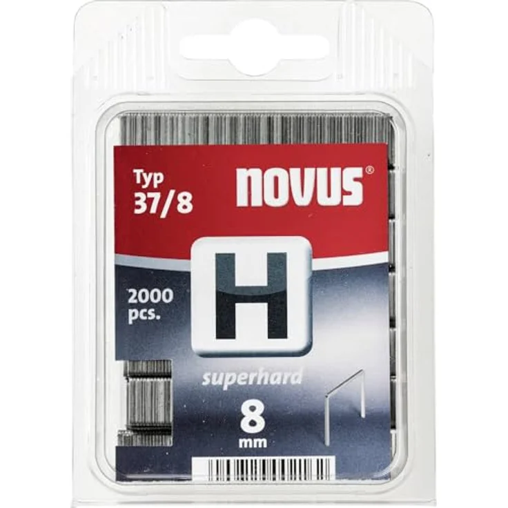 Novus Feindrahtklammern 8 mm ''superhart'', für Hammertacker, 2000 Tackerklammern vom Typ H37-8, Heftmittel aus Stahldraht – Bild 2