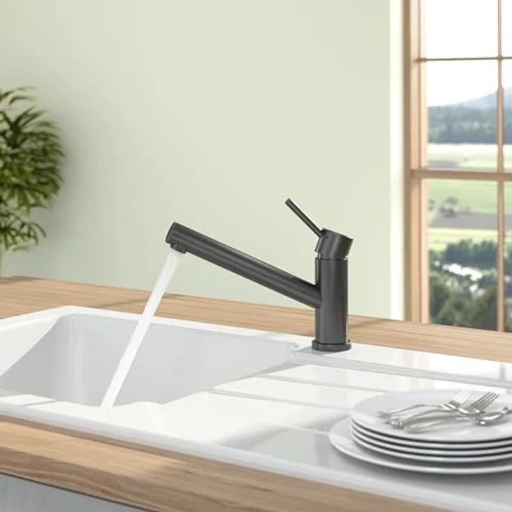 Villeroy & Boch Como Hochdruck Küchenarmatur, Edelstahl anthracite mit 360° Schwenkbereich, Standarmatur, Modell 92510005 – Bild 2