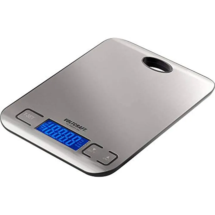 VOLTCRAFT TS-5000-1-Alu TS-5000-1-Alu Briefwaage Wägebereich (max.) 5kg Ablesbarkeit 1g batteriebetrieben Edelstahl