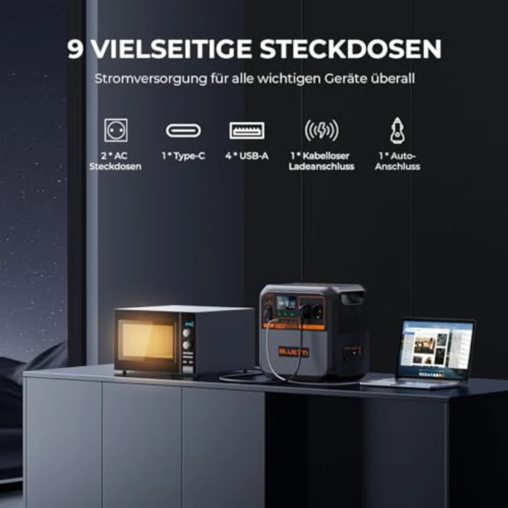 Bluetti AC180P, Power Station mit 1440 Wh und 1800 W Wechselstromleistung, tragbar, 16 kg – Bild 4